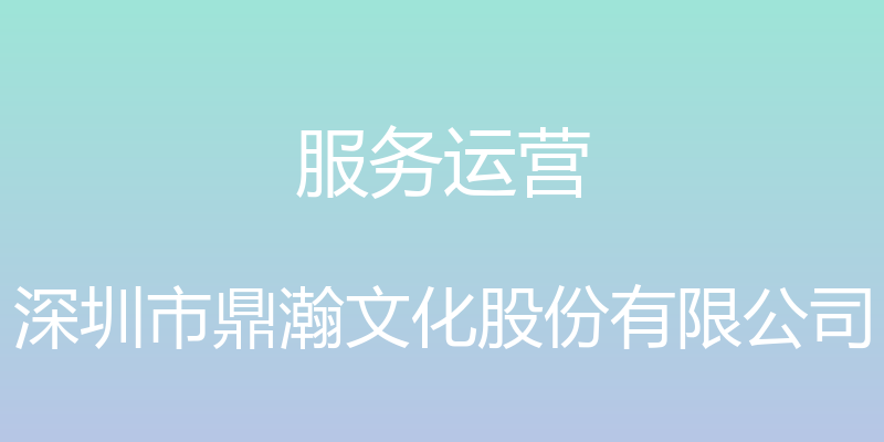 服务运营 - 深圳市鼎瀚文化股份有限公司